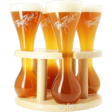 نظارات بيرة زجاجية مخصصة مع قاعدة خشبية